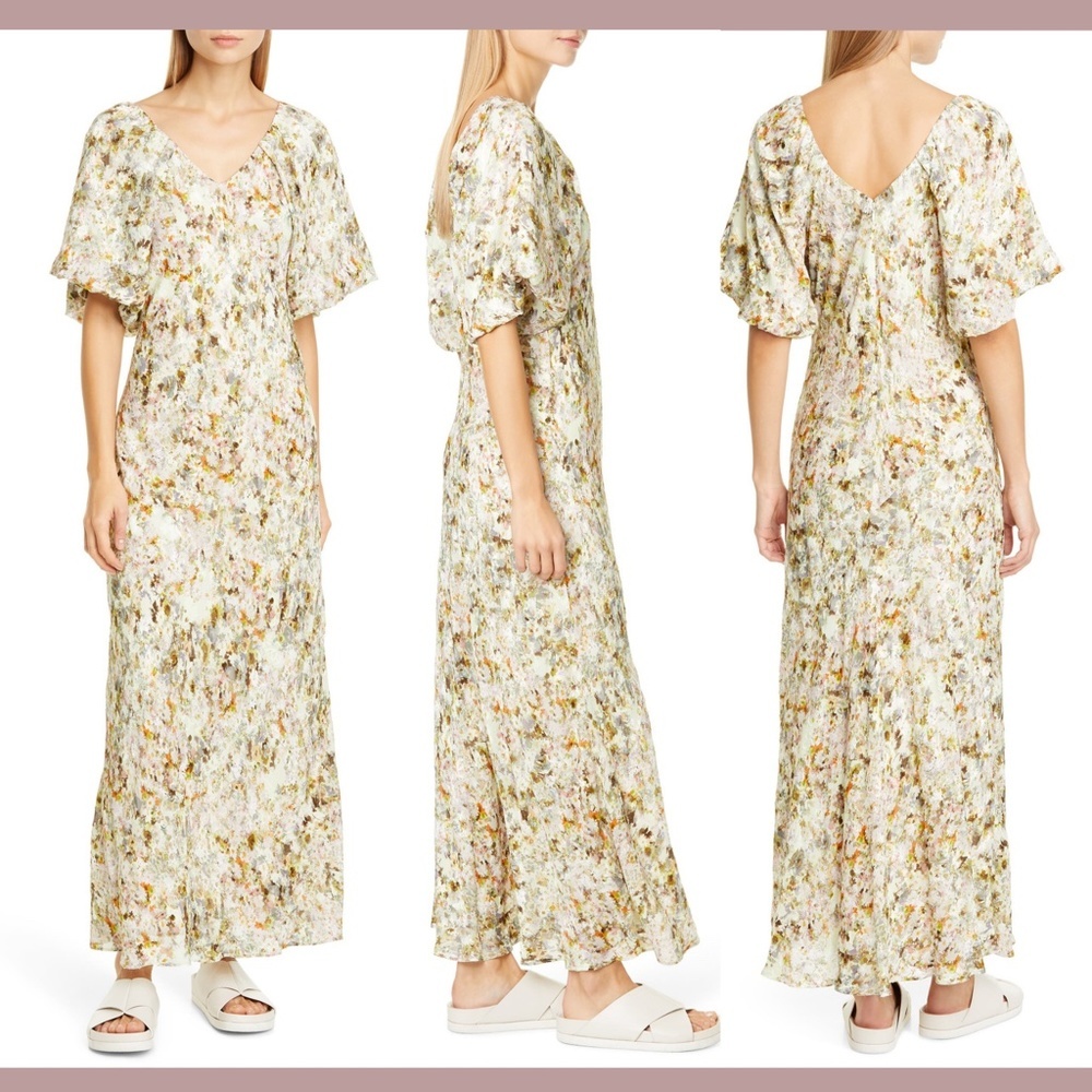 NEW $1395 CO Los Angeles [ XS ] Floral‎ Print V-Neck Maxi Dress